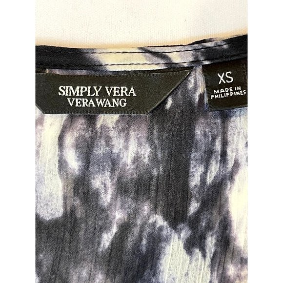Simply Vera Vera Wang Womens Asymmetrical Blouse Top Abstract Black White SZ XS - Picture 5 of 7